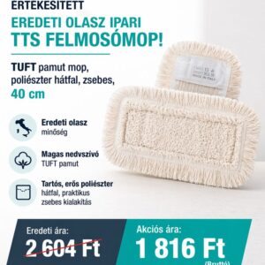 TUFT pamut mop, poliészter hátfal, zsebes, 40 cm