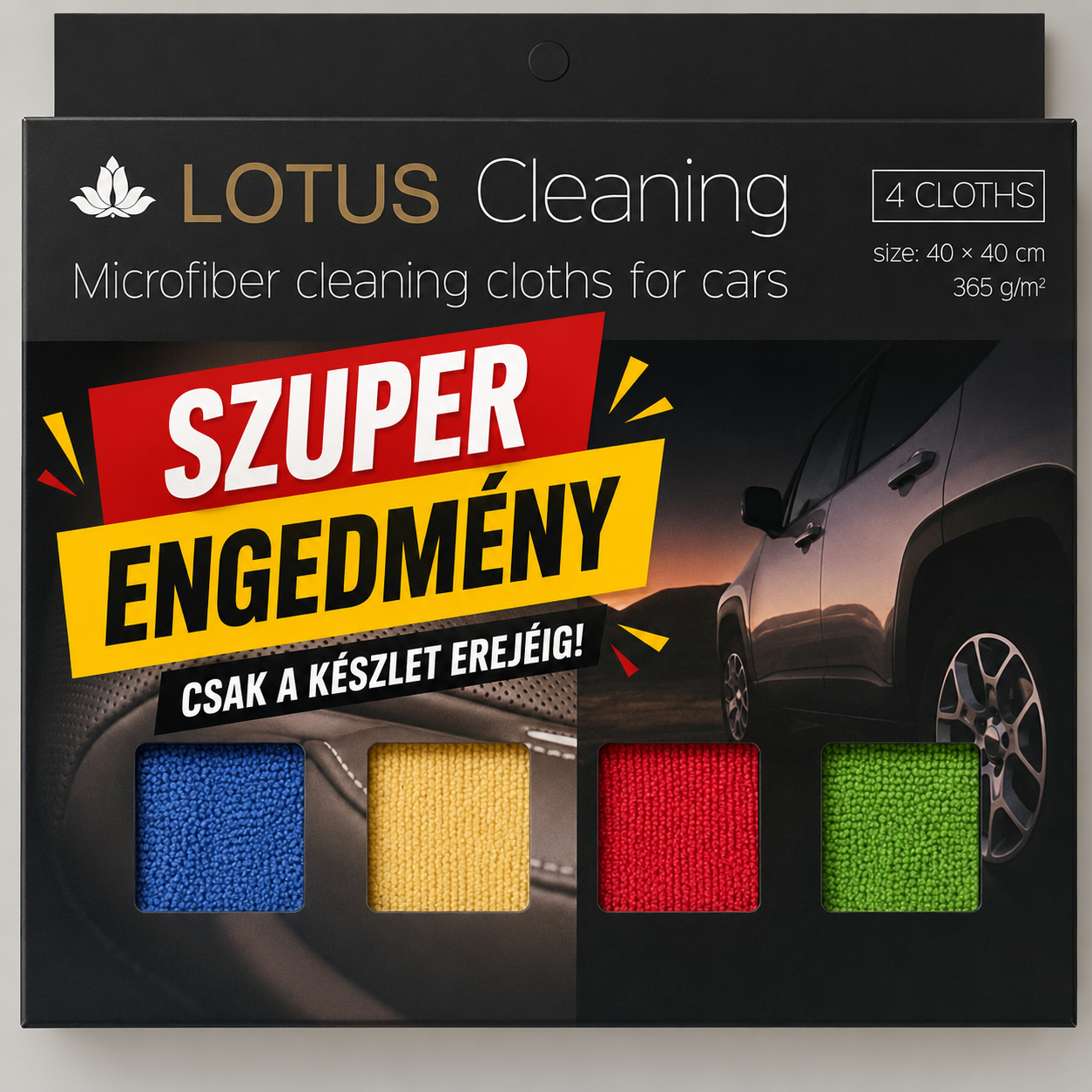 Lotus mikroszálas autóáplási törlőkendő (4db)