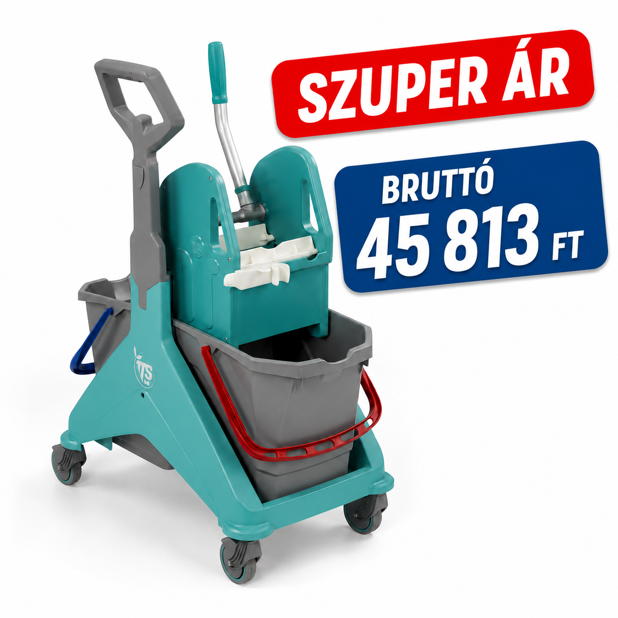 TTS 6162DVE Nickita kocsi 2x15 l. vödör, TEC préssel